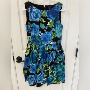 Maurices Blue Black Green Floral Sleeveless A Line Dress Women’s Size 3